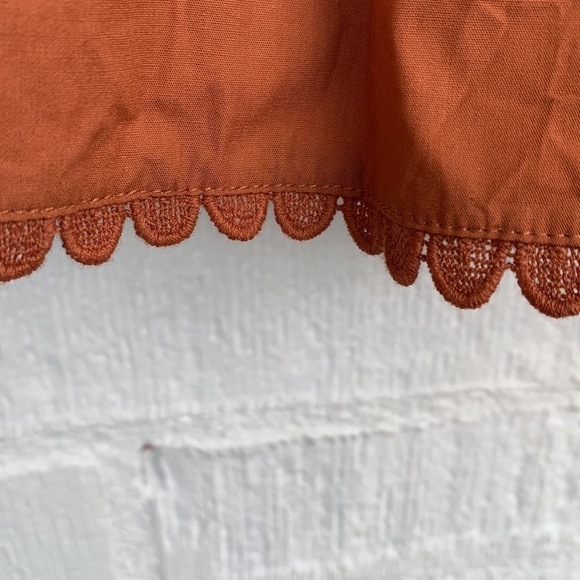 Secret Mission Bartolina Ruffled Cotton Crochet Flutter Sleeve Pocket Dress sz L - Picture 6 of 16